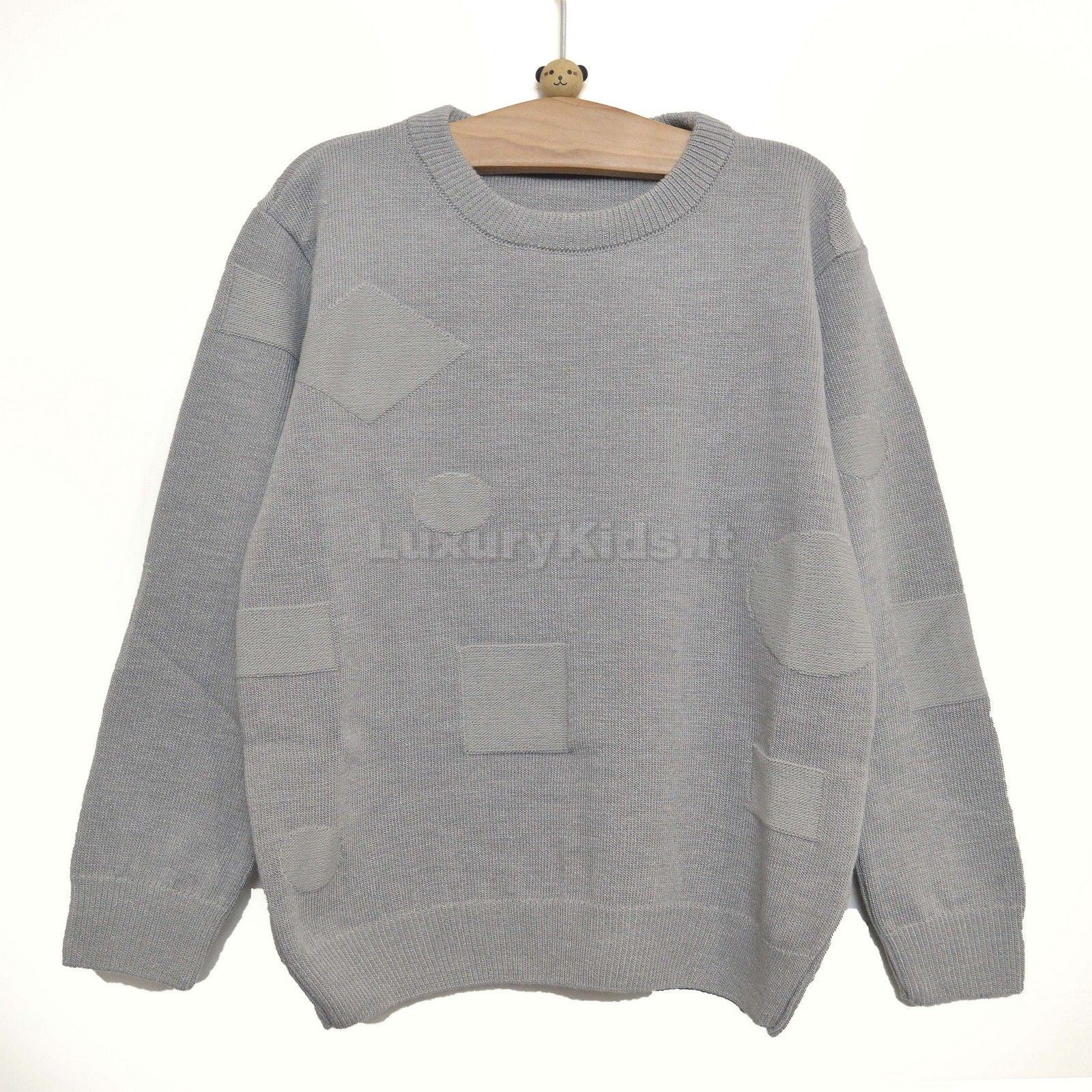 Maglioncino in Misto Lana Grigio con Ricami Forme Geometriche Per Bambino Manuell&Frank MF4022B - MANUELL&FRANK - LuxuryKids