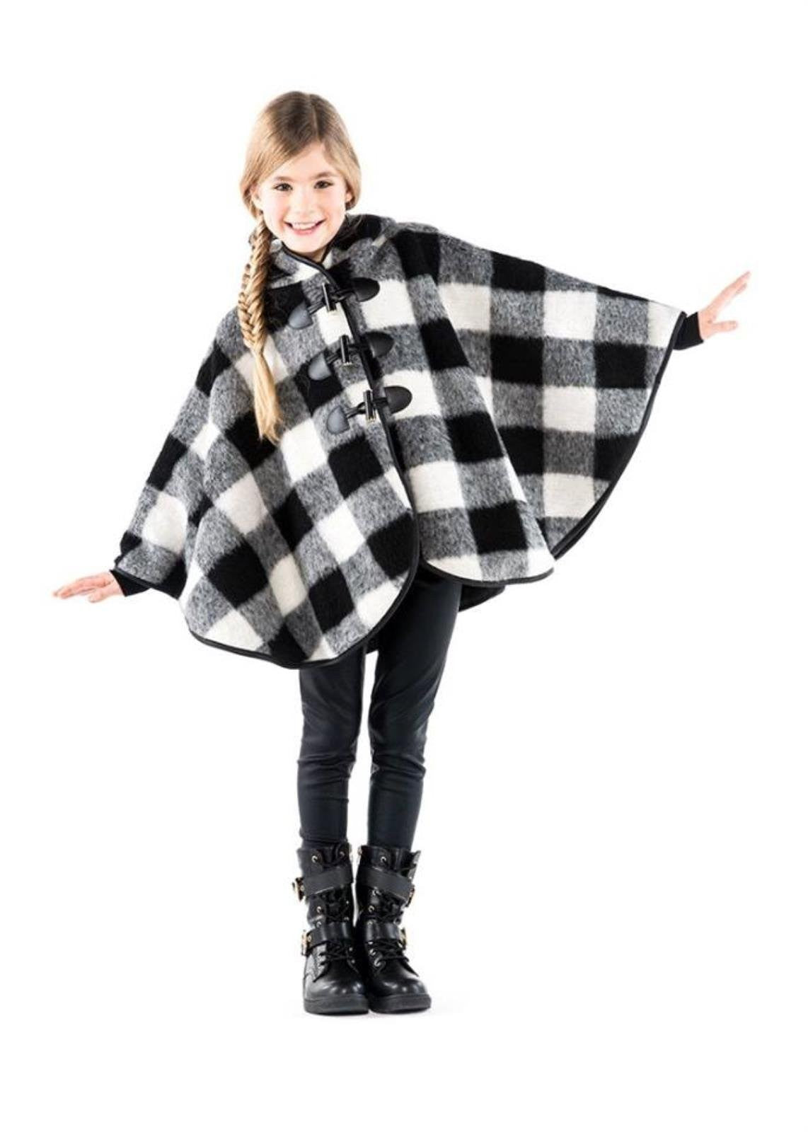Mantella A Scacchi Bianco-Nero Bambina Fun&Fun CHJJK9599 - FUN&FUN - LuxuryKids