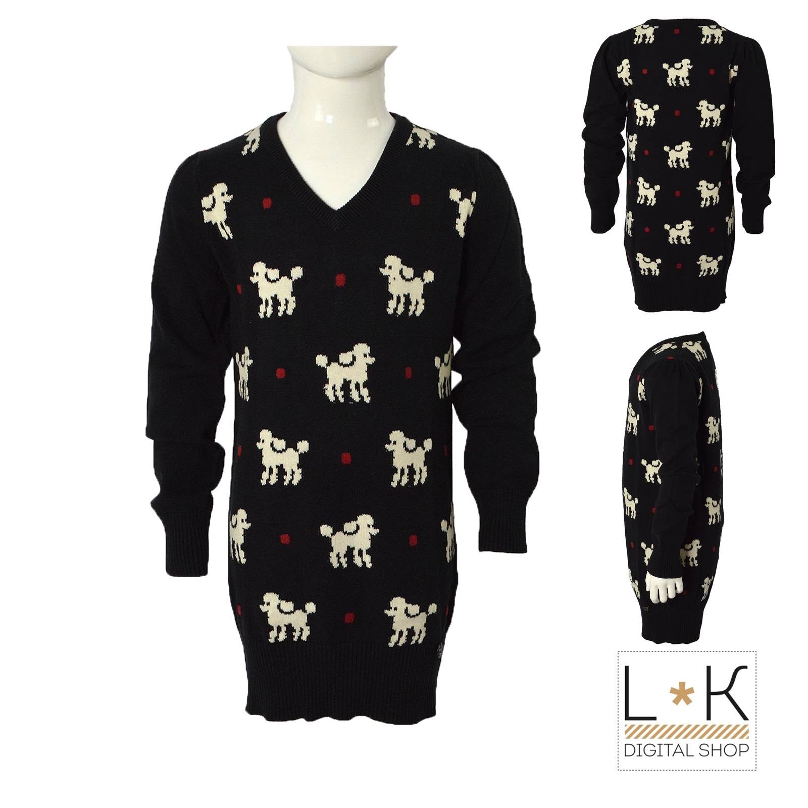 Maxi Maglioncino in Caldo Cotone Nero Bambina Take Two A00210 - TAKE TWO - LuxuryKids