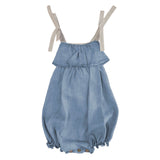Pagliaccetto con bretelle in chambray Neonata Fina Ejerique P18A0428 - Fina Ejerique - LuxuryKids