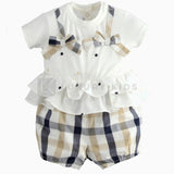 Pagliaccetto Interno Corto In Cotone A quadri Neonata Minibanda J711 - MINIBANDA - LuxuryKids