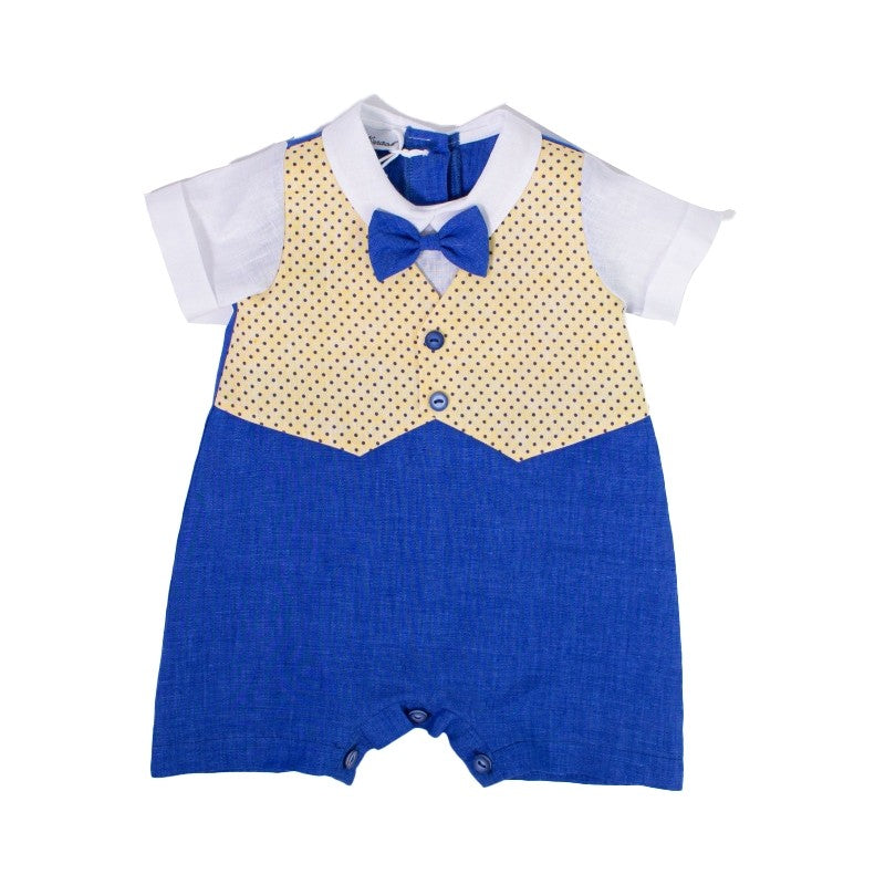 Pagliaccetto Intero Elegante in Lino Blu NINNAOH E21277 - NINNAOH - LuxuryKids