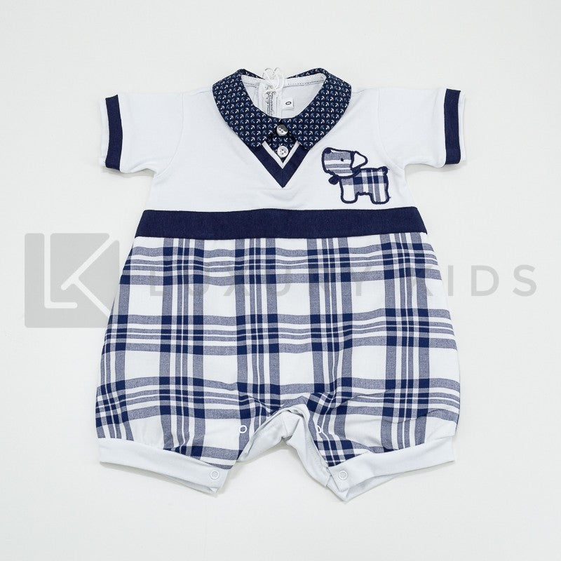 Pagliaccetto Intero In Cotone Bianco E Blu Neonato LA SARTORIA DEI PICCOLI LP753 - LA SARTORIA DEI PICCOLI - LuxuryKids