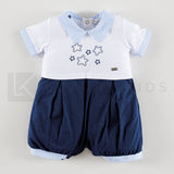 Pagliaccetto Intero In Cotone Con Stelle Neonato Ninnaoh E20234P - NINNAOH - LuxuryKids