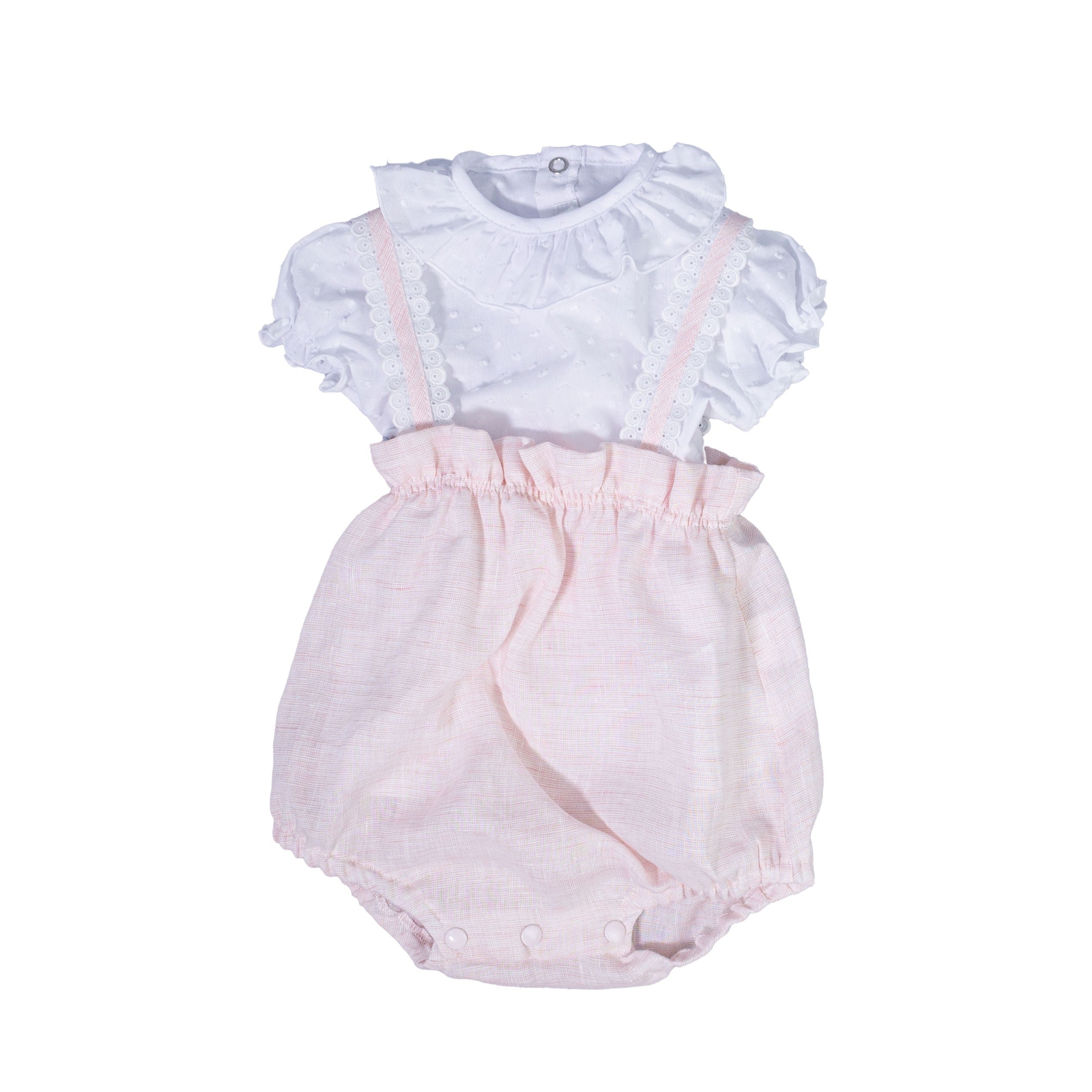 Pagliaccetto Modello Salopette in Lino Rosa Neonata TETO E TATTA SL4560 - TETO E TATTA - LuxuryKids