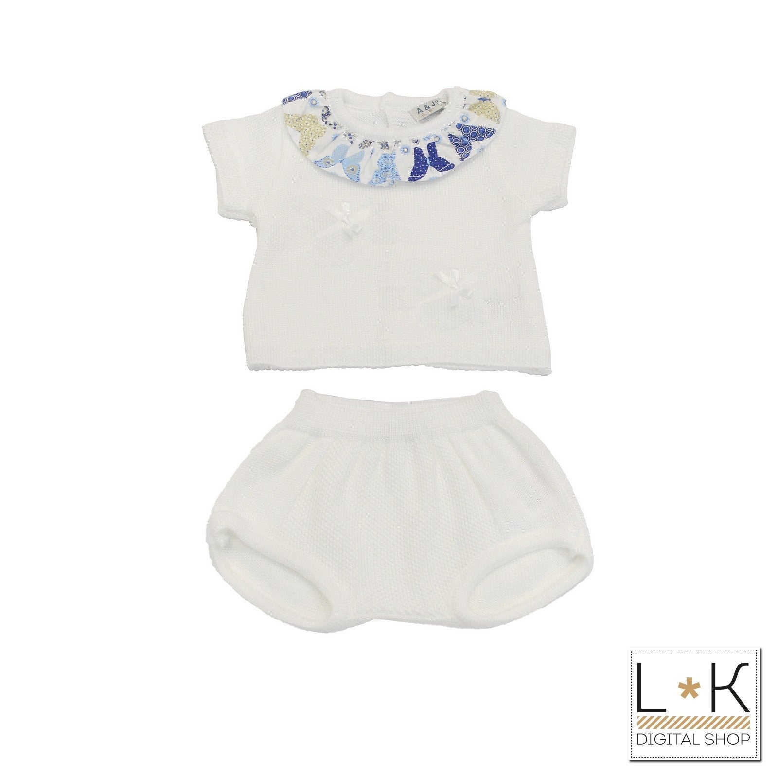 Pagliaccetto Spezzato Culotte Bianco Neonata A&J 166 - A&J - LuxuryKids