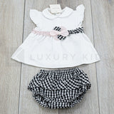 Pagliaccetto Spezzato In Cotone Bianco-Nero Neonata Teto E Tatta CC220 - TETO E TATTA - LuxuryKids