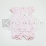 Pagliaccetto Spezzato In Cotone Rosa Neonata Ninnaoh E1905 - NINNAOH - LuxuryKids