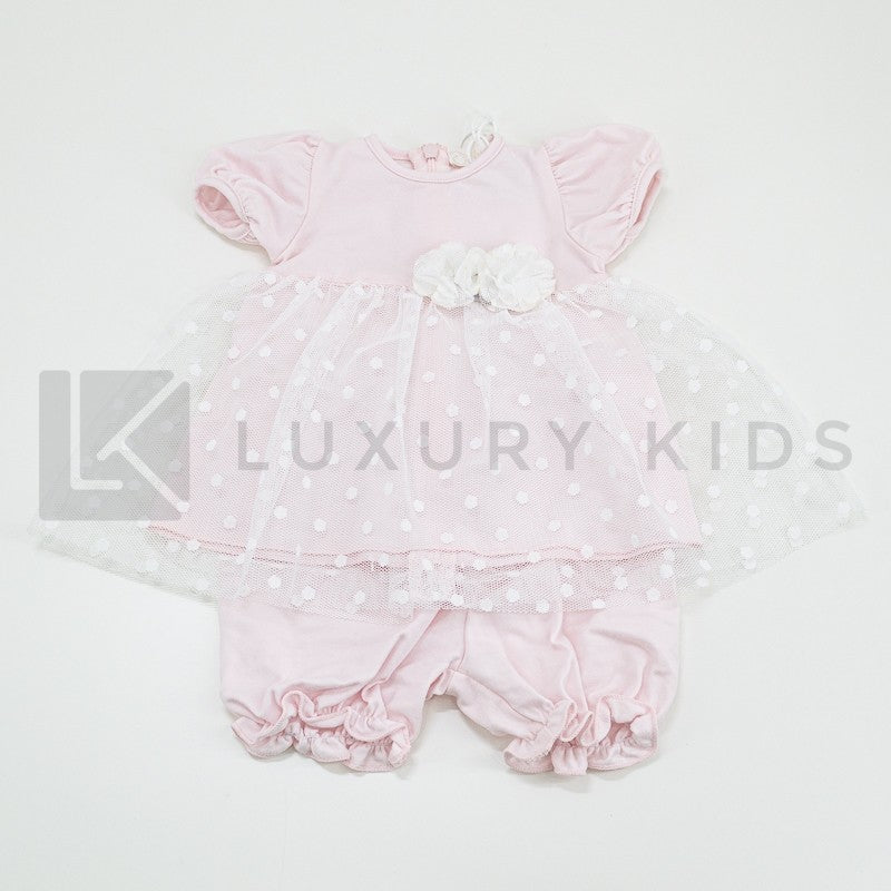 Pagliaccetto Spezzato In Cotone Rosa Neonata Ninnaoh E1905 - NINNAOH - LuxuryKids