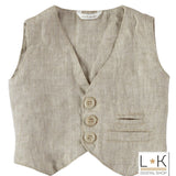 Panciotto In Lino Tinta Unita Beige Neonato Minibanda U699 - MINIBANDA - LuxuryKids