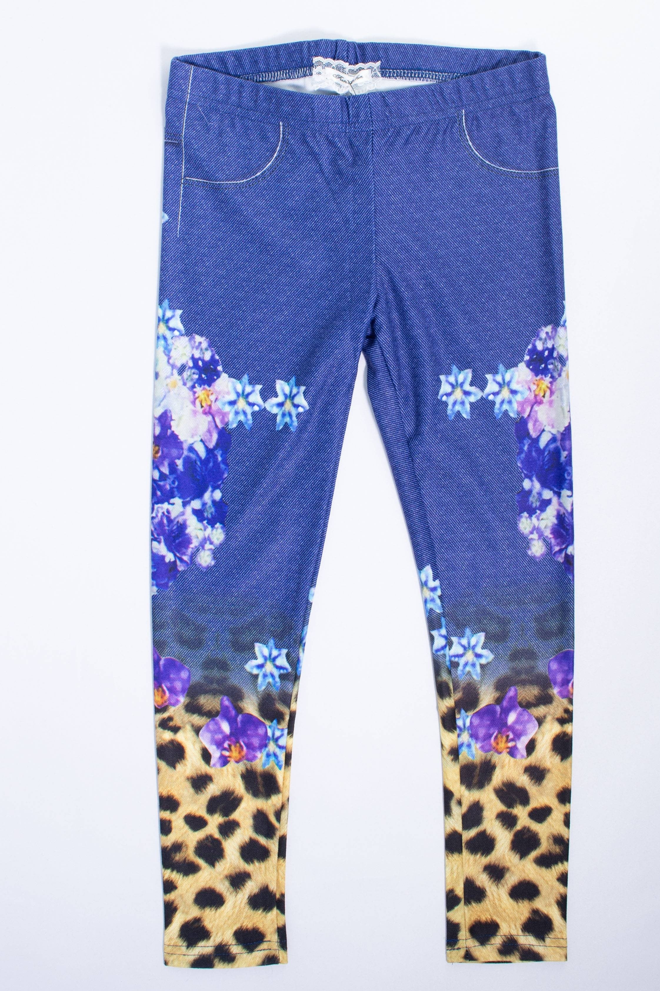 Pantaleggins con Stampa di Fiori Bambina Blu-Viola Fun&Fun FUNBPT3725 - FUN&FUN - LuxuryKids