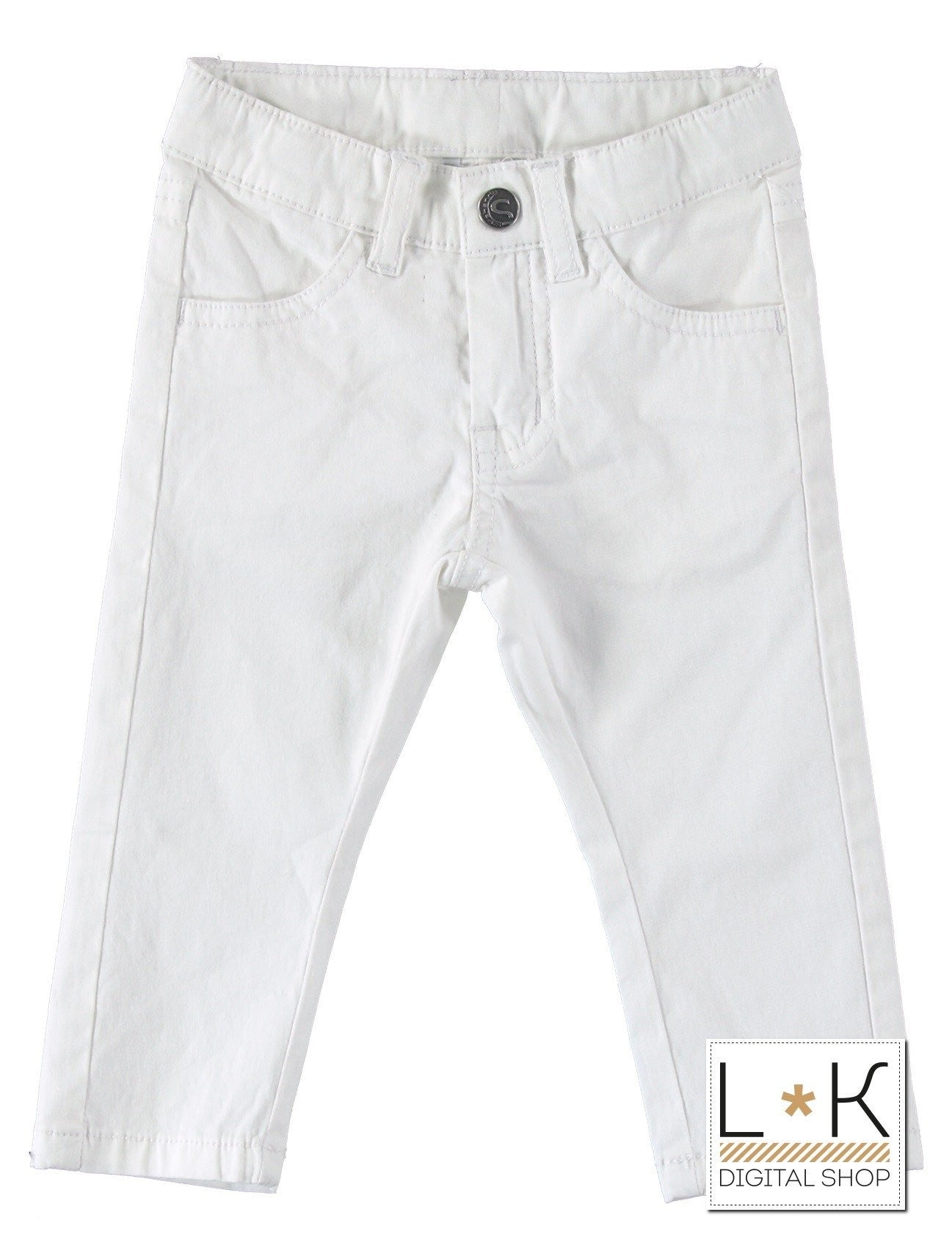Pantalone 5 Tasche Cotone Bianco  Neonato Sarabanda U831 - SARABANDA - LuxuryKids