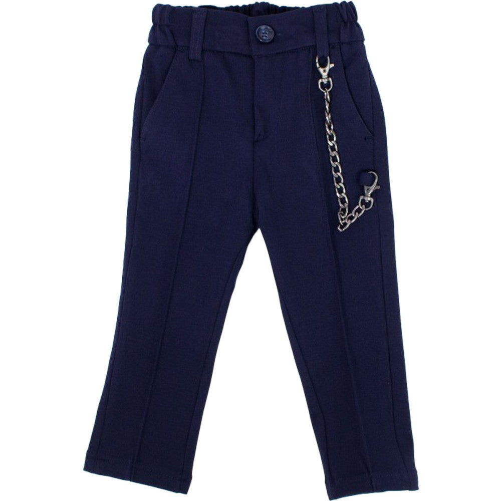 Pantalone Elasticizzato Classico con Catena Laterale Blu Bambino Manuell&Frank MF1145B - MANUELL&FRANK - LuxuryKids