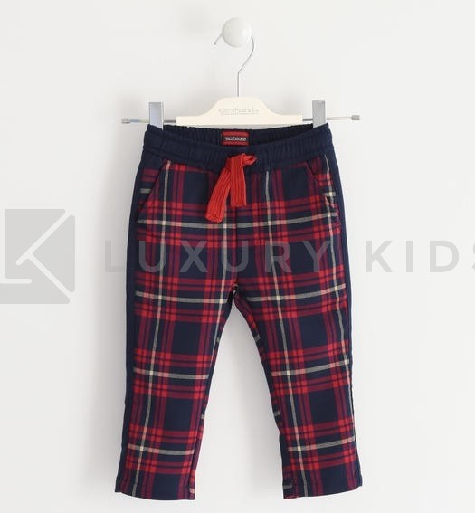 Pantalone In Caldo Cotone Fantasia Macro Check Bambino Sarabanda K158 - SARABANDA - LuxuryKids