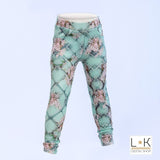 Pantalone Trapuntato con Fantasia a Fiori Verde Bambina Fun&Fun FNBPT7011 - FUN&FUN - LuxuryKids