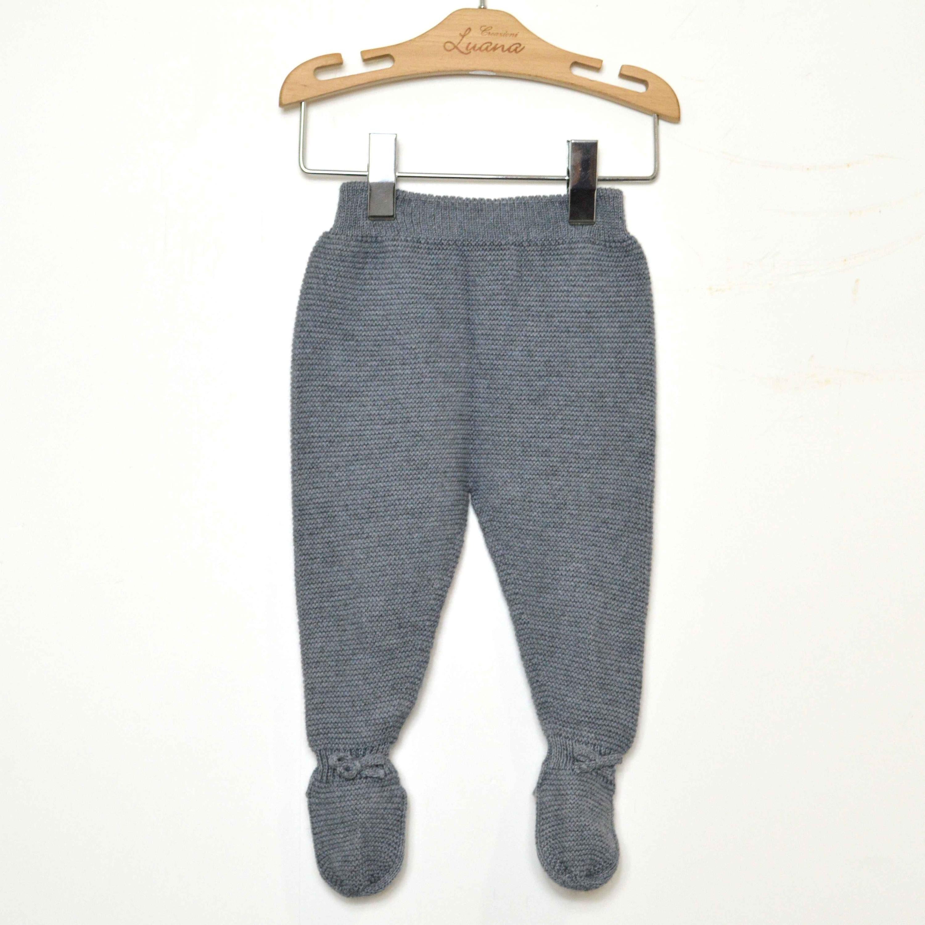 Pantalone Tuta in Lana Grigio Neonato Paloma De La o ZI7PO1R-00 - PALOMA DE LA O - LuxuryKids
