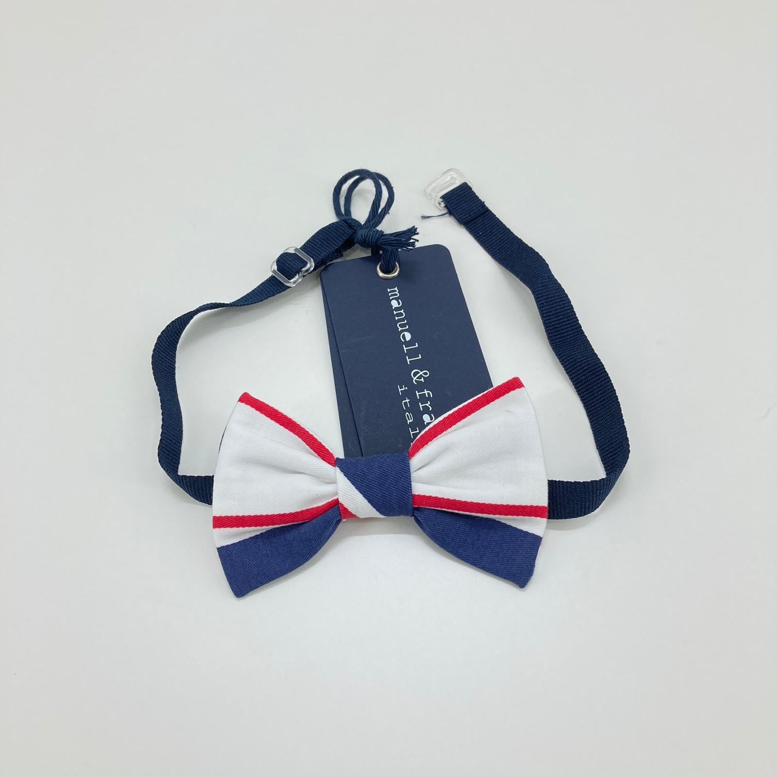 Papillon In Cotone Bianco A Righe Regolabile Neonato Manuell & Frank MF081N - MANUELL&FRANK - LuxuryKids