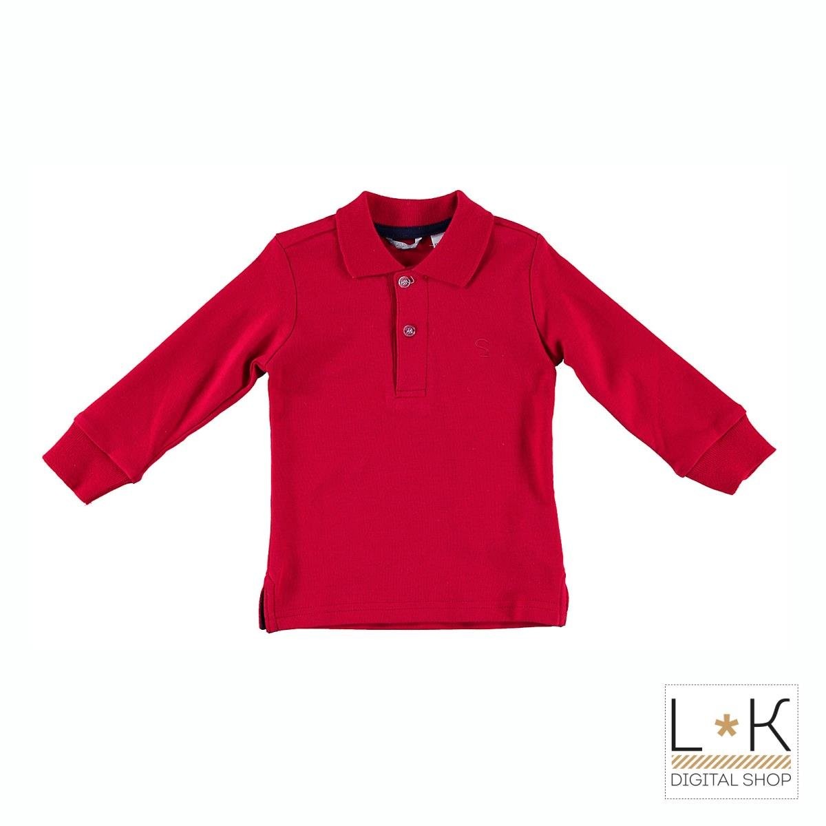 Polo in Caldo Cotone Rosso in Tinta Unita Neonato Sarabanda R837R - SARABANDA - LuxuryKids