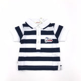 Polo in Cotone a Righe Bianco-Blu Neonato Minibanda G651 - MINIBANDA - LuxuryKids