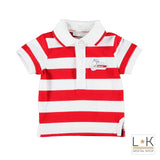 Polo in Cotone a Righe Bianco-Rosso Neonato Minibanda G651 - MINIBANDA - LuxuryKids