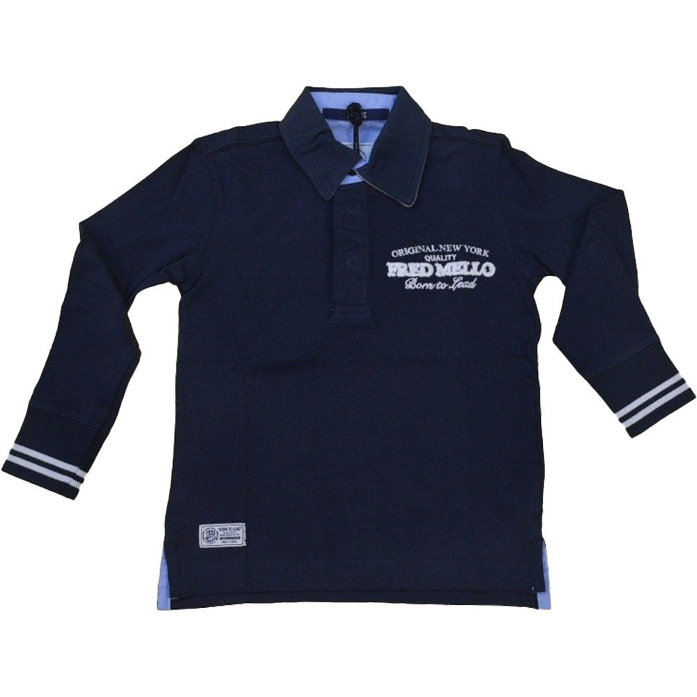Polo Tinta Unita Blu Bambino Fred Mello 11427 - FRED MELLO - LuxuryKids