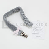 Portaciuccio In Ciniglia Grigio Con Fiocchetto Rosa Neonata LA SARTORIA DEI PICCOLI LPO658 - LA SARTORIA DEI PICCOLI - LuxuryKids