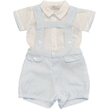 Salopette con camicia in cotone Celeste Neonato A&J 136 - A&J - LuxuryKids