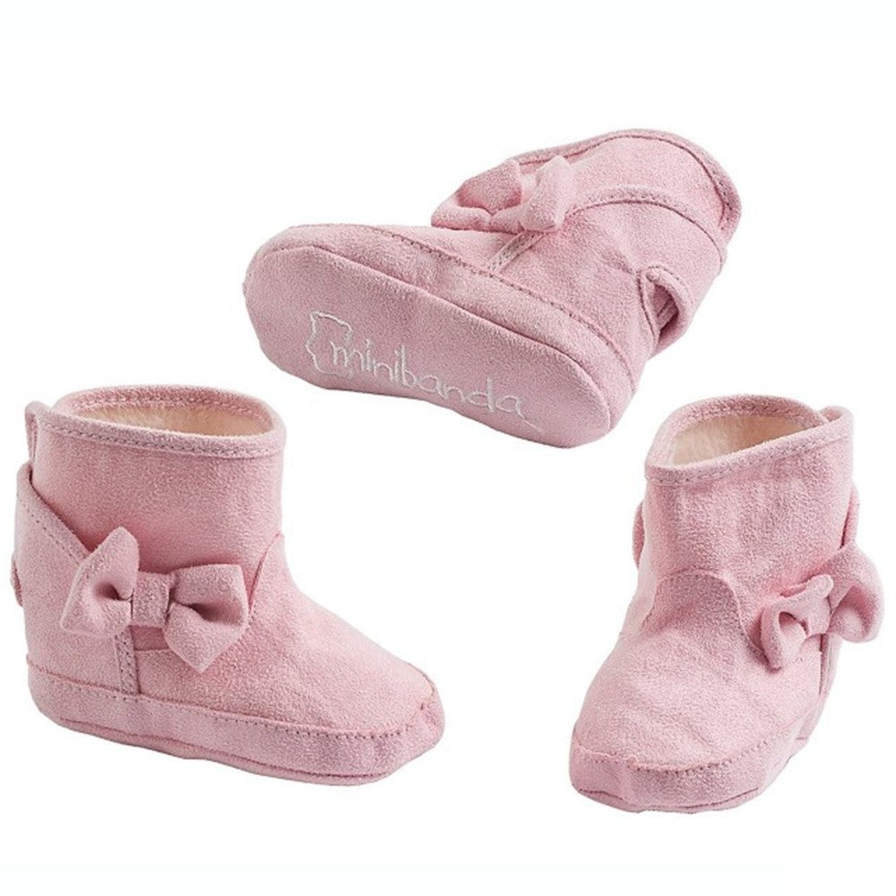 Scarpa culla Stivaletto Elegante Rosa con Fiocco Neonata Minibanda R333 - MINIBANDA - LuxuryKids