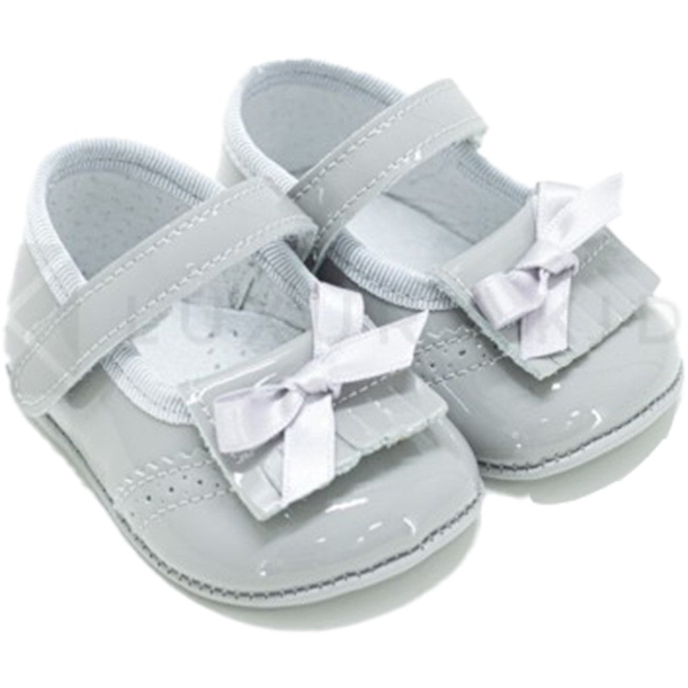 Scarpa da culla Ballerina Vernice Lucida neonata Grigio Panyno A2502 - PANYNO - LuxuryKids