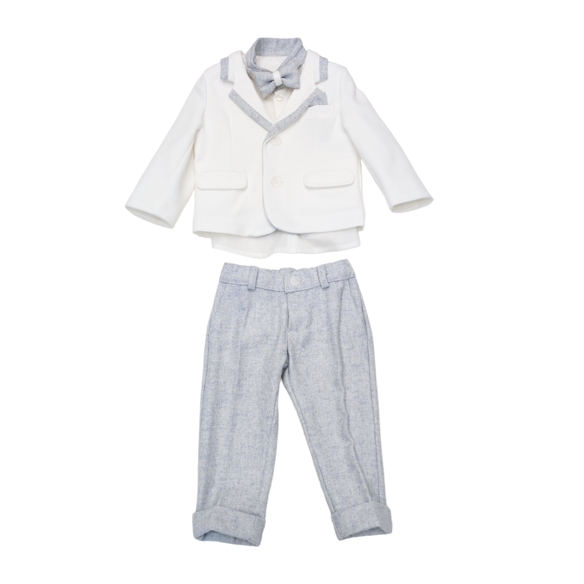 Completo con Giacca Elegante Cerimonia Neonato Bianco BUFI B1485 - BUFI - LuxuryKids