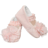 Scarpe Da Culla Rosa con Fiori Neonata Ninnaoh I1853 - NINNAOH - LuxuryKids