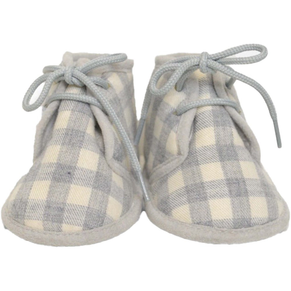 Scarpette a quadretti in caldo cotone neonato grigio NINNAOH I15208 - NINNAOH - LuxuryKids
