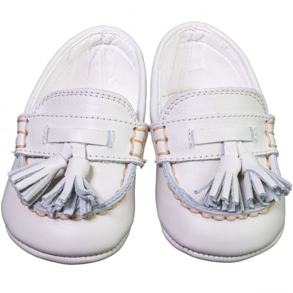 Scarpette Culla Mocassino Elegante Cerimonia Battesimo Bianca Neonato Baby Chic 324 - Baby Chic - LuxuryKids