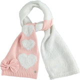 Sciarpa In Misto Lana Rosa Con Cuori Lurex Bianchi Bambina Sarabanda K023 - SARABANDA - LuxuryKids