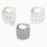 Set 3 Bavette In 100% Cotone Bianche Neonato-a Minibanda J323 - MINIBANDA - LuxuryKids