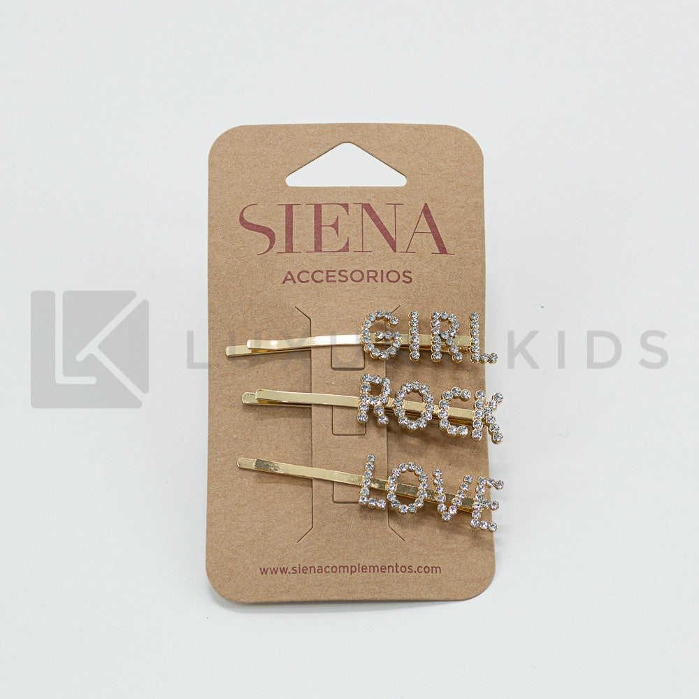 Set Di 3 Ferretti Per Capelli Con Strass Bambina SIENA 0674 - SIENA - LuxuryKids