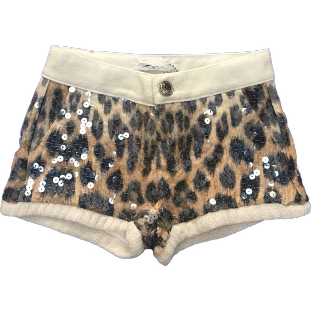 Short Fantasia Leopardata con Paillettes Beige Bambina Fun&Fun FUNBSO3332 - FUN&FUN - LuxuryKids