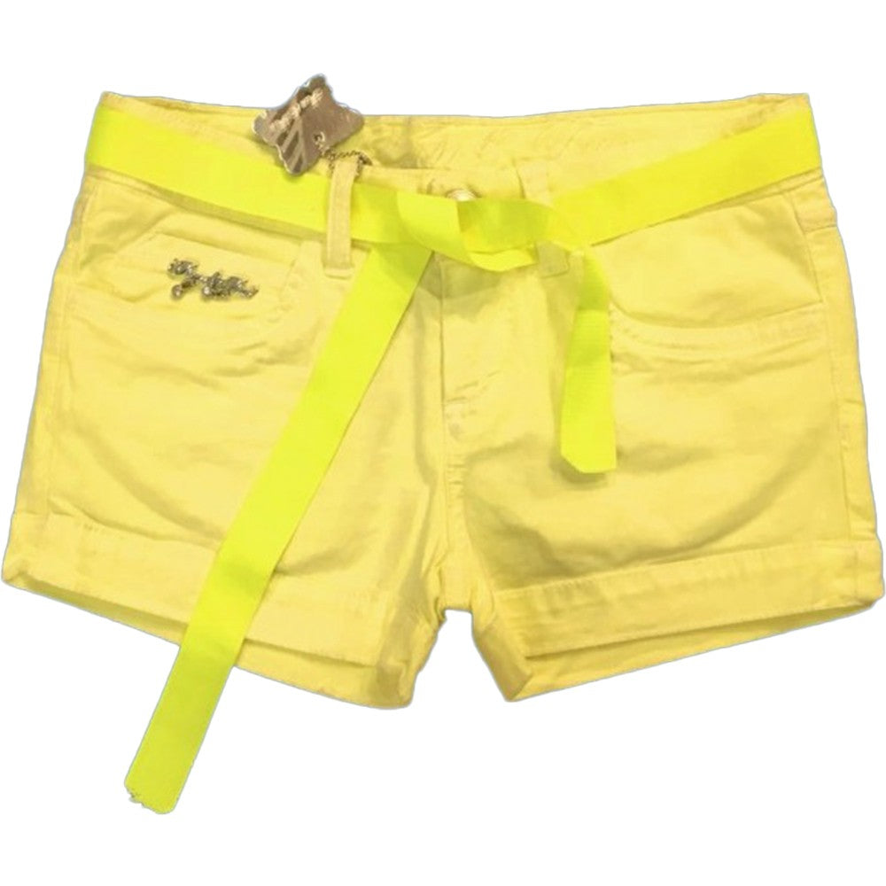 Short in Cotone Giallo Fluorescente in Tinta Unita Bambina Fun&Fun FUNJSO1186 - FUN&FUN - LuxuryKids