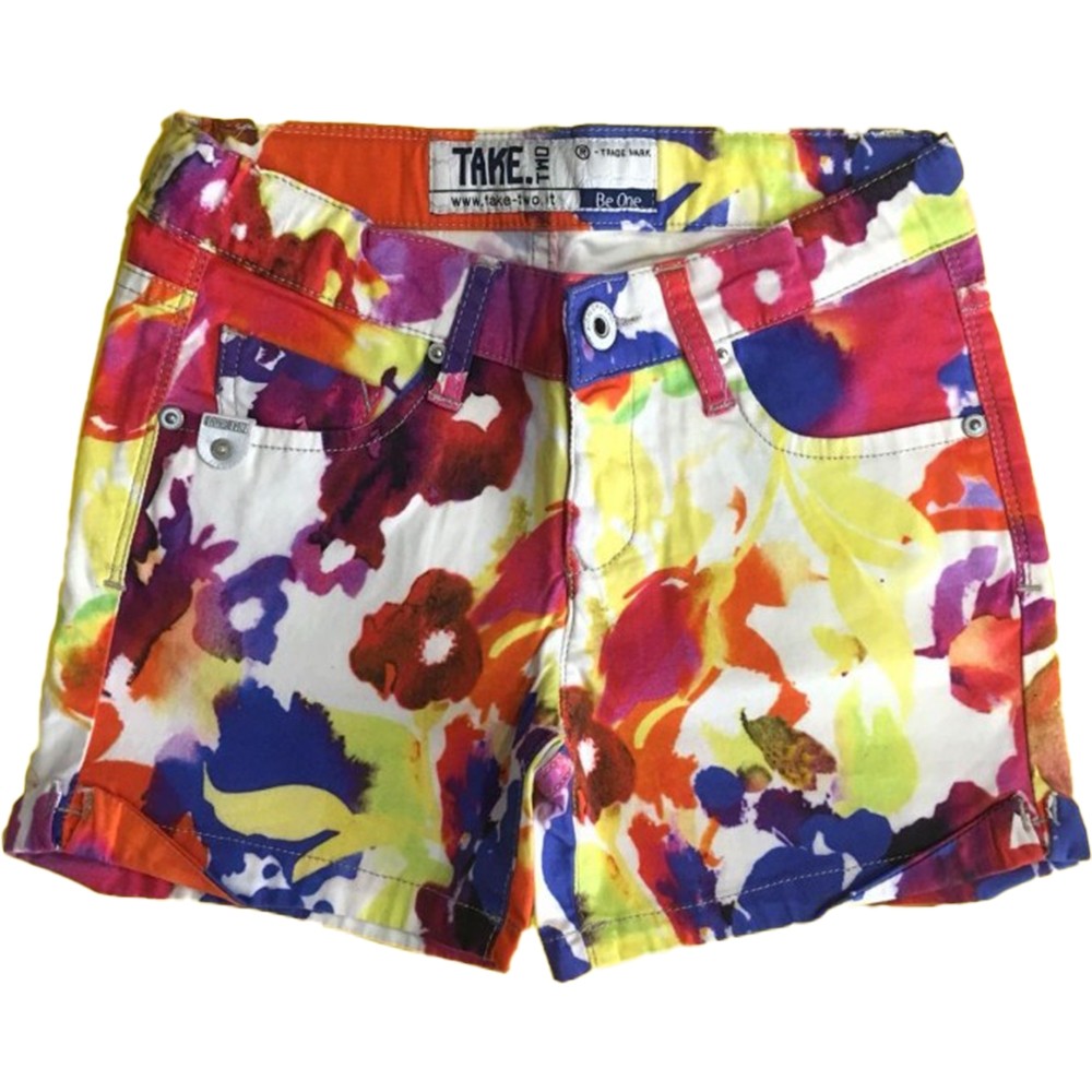 Short in Cotone Stampato Multicolour Bambina Take Two PC0534 - TAKE TWO - LuxuryKids