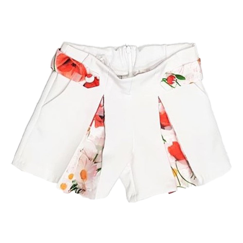 Short In Raso Bianco Con Inserti Fantasia Floreale Bambina ALEXIA AL2046B - ALEXIA - LuxuryKids