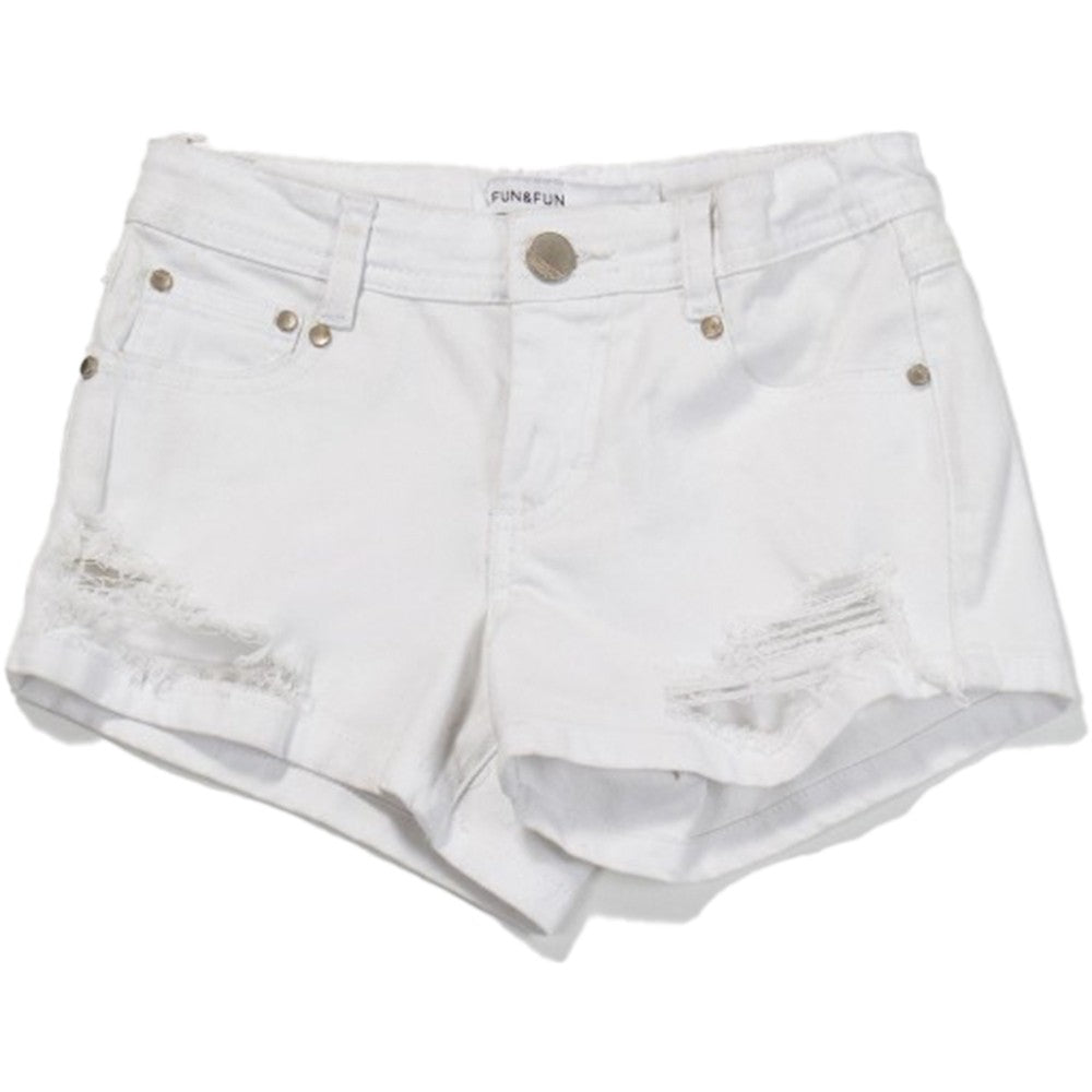 Short Jeans Moda Bianco Bambina Fun&Fun FNJSO3697 - FUN&FUN - LuxuryKids