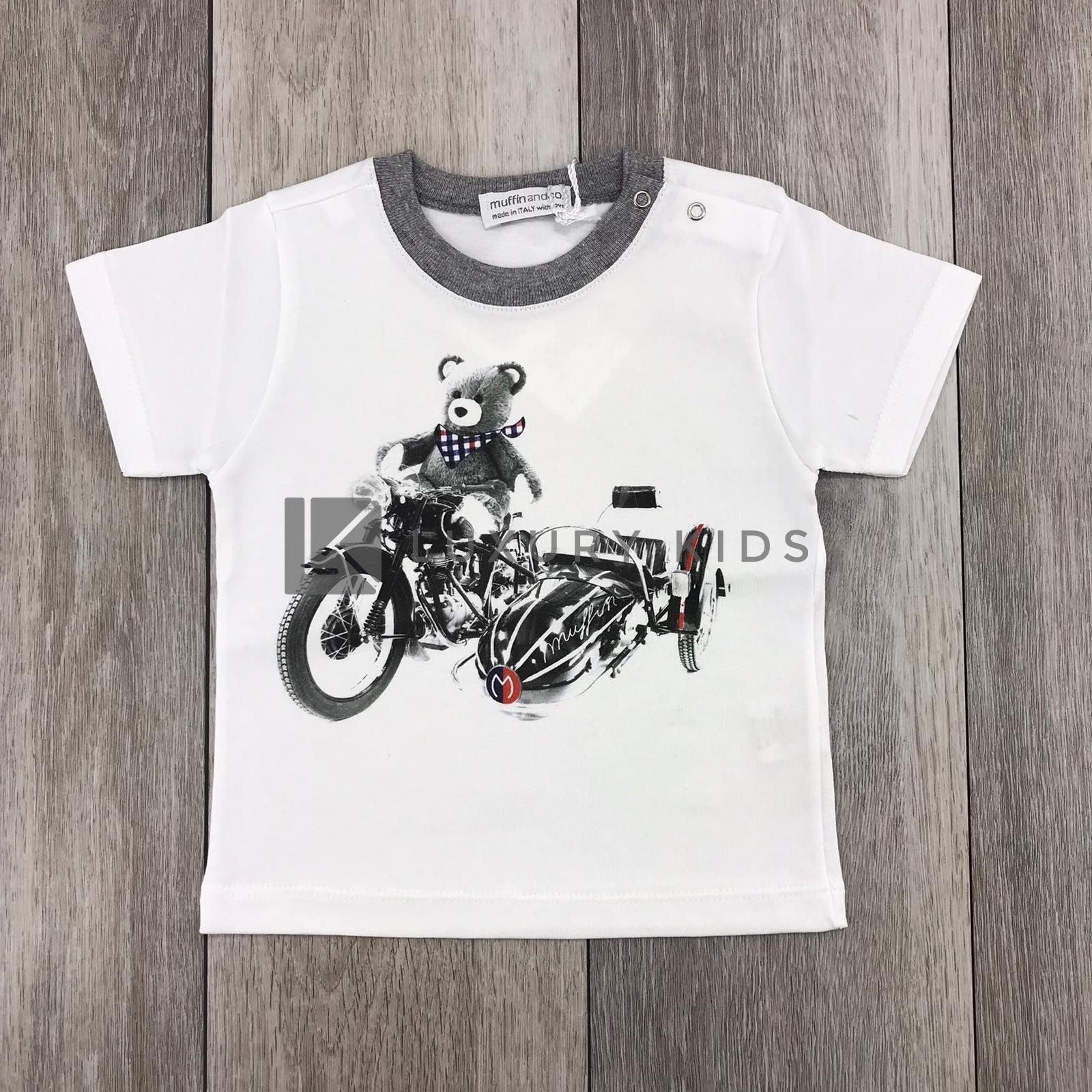 T-Shirt Bianca in Cotone con Stampa Neonato Muffin&Co 6506 - MUFFIN&CO - LuxuryKids