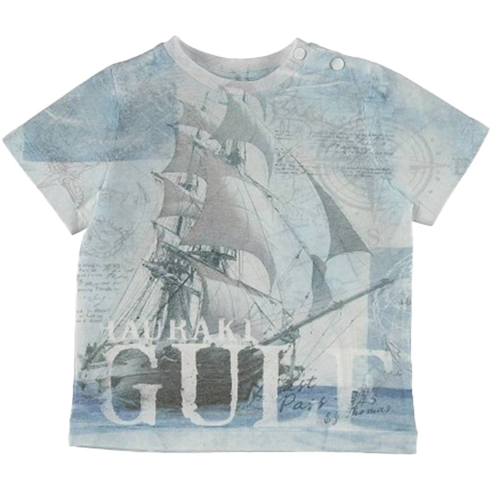 T-Shirt in Cotone Celeste con Stampa Neonato Sarabanda Q149 - SARABANDA - LuxuryKids
