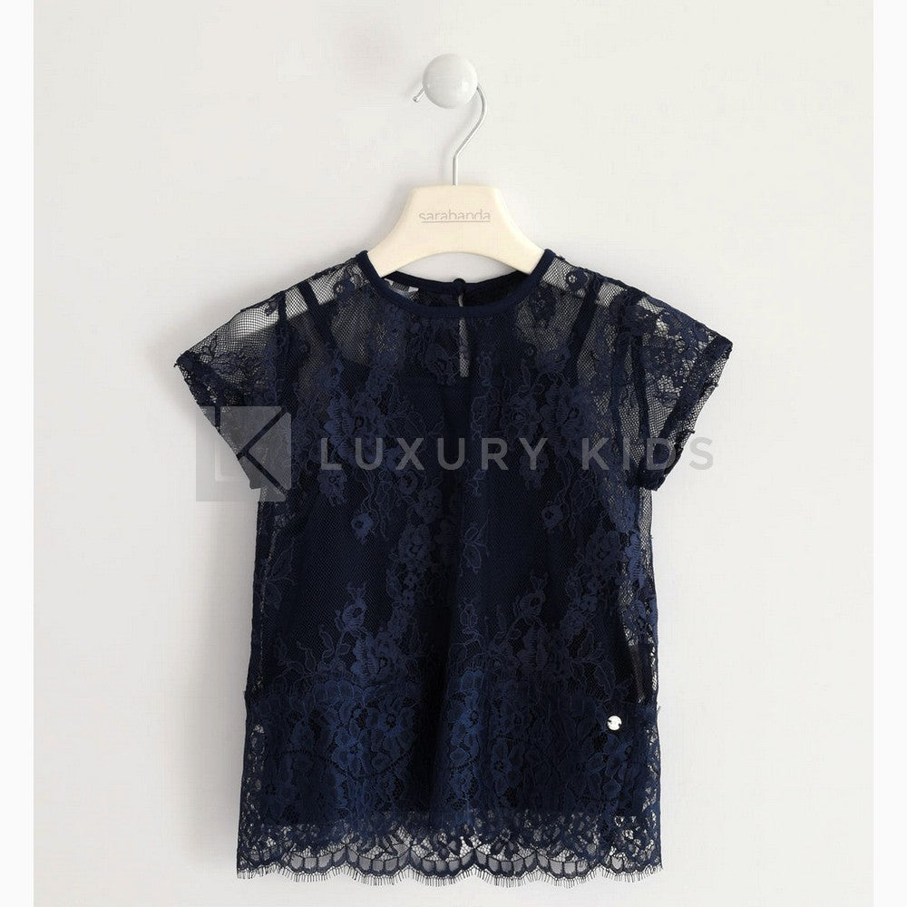 Top In Pizzo Con Canottiera Tono Su Tono Bambina Sarabanda J409 - SARABANDA - LuxuryKids