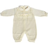 Tutina Intera in Filo  Di Cotone Avorio Neonata Creazioni Luana 2101 - CREAZIONI LUANA - LuxuryKids