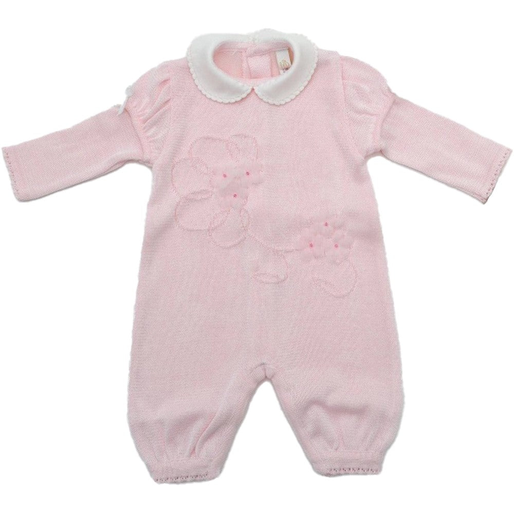 Tutina Intera in Filo Di Cotone Rosa Neonata Creazioni Luana 2081 - CREAZIONI LUANA - LuxuryKids