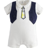 Tutina Intera Mezze Maniche in Cotone Bianca Neonato MINIBANDA 2686 - MINIBANDA - LuxuryKids