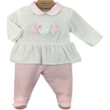 Tutina Spezzata In Ciniglia E Caldo Cotone Bianca E Rosa Neonata NINNAOH I2084C - NINNAOH - LuxuryKids
