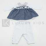 Tutina Spezzata In Cotone Bianca Con Inserti In Denim Neonata LA SARTORIA DEI PICCOLI LV757 - LA SARTORIA DEI PICCOLI - LuxuryKids