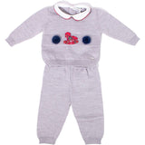 Tutina Spezzata In Lana 100% Grigia Con Cavallo A Dondolo Neonato NINNAOH I20351C - NINNAOH - LuxuryKids